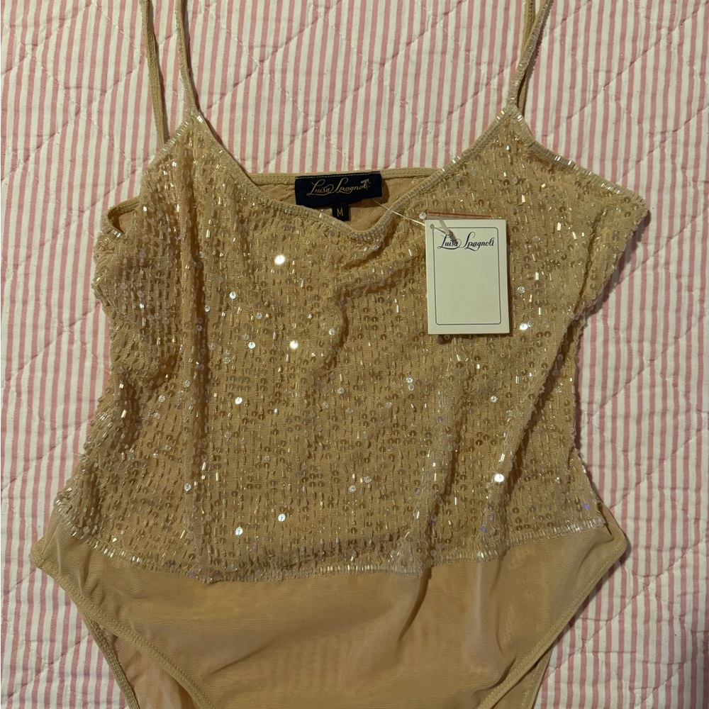 Luisa Spagnoli Pink and White Striped Garment Tag